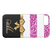 Gepersonaliseerde Goud, Zwart PINK GLITTER STRIPES Case-Mate iPhone Case (Achterkant (Horizontaal))