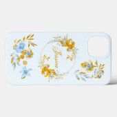  gepersonaliseerde goudblauwe winterbloemen Case-Mate iPhone case (Achterkant (horizontaal))