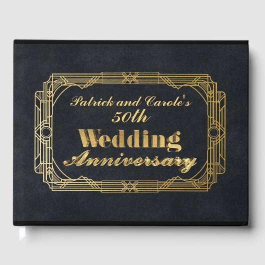 Gepersonaliseerde gouden 3D bruiloft Jubileum Gastenboek (Voorkant)