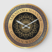 Gepersonaliseerde gouden 50 jaar bruiloft grote klok (Voorkant)