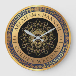 Gepersonaliseerde gouden 50 jaar bruiloft grote klok
