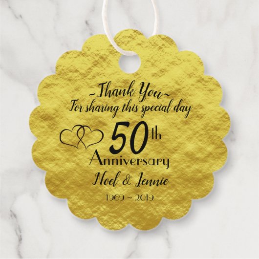 Gepersonaliseerde gouden 50ste bruiloft Jubileum Bedankjes Labels (Achterkant)
