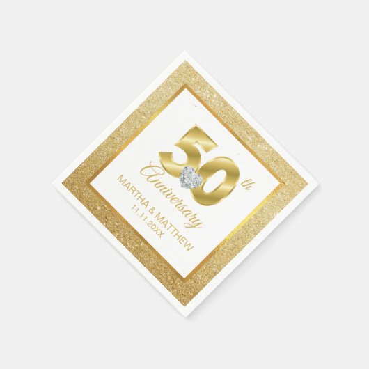 Gepersonaliseerde gouden 50ste bruiloft Jubileum Servet (Hoek)