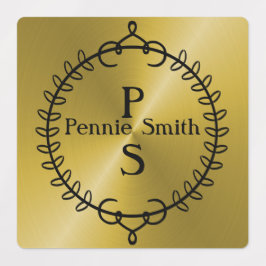 Gepersonaliseerde Gouden Aangepaste Vinyl Monogram Labels