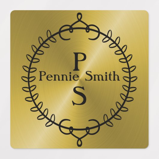Gepersonaliseerde Gouden Aangepaste Vinyl Monogram Labels (Design 1)