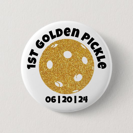 Gepersonaliseerde gouden augurk gouden pickleball ronde button 5,7 cm (Voorkant)