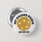 Gepersonaliseerde gouden augurk gouden pickleball ronde button 5,7 cm (Voorkant /achterkant)