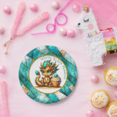 Gepersonaliseerde gouden Blauwgroen Dragon Boy's v Papieren Bordje (Feest)