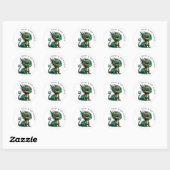 Gepersonaliseerde Gouden Blauwgroen Dragon Boy's V Ronde Sticker (Vel)