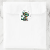 Gepersonaliseerde Gouden Blauwgroen Dragon Boy's V Ronde Sticker (Tas)