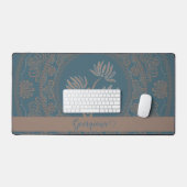 Gepersonaliseerde Gouden Blauwgroen Rococo Lotus D Bureaumat (Keyboard & Muis)
