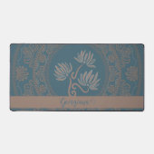 Gepersonaliseerde Gouden Blauwgroen Rococo Lotus D Bureaumat (Voorkant)