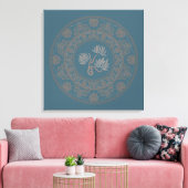 Gepersonaliseerde Gouden Blauwgroen Rococo Lotus D Canvas Afdruk (Insitu (Woonkamer))