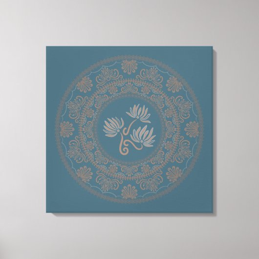 Gepersonaliseerde Gouden Blauwgroen Rococo Lotus D Canvas Afdruk (Voorkant)