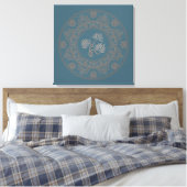 Gepersonaliseerde Gouden Blauwgroen Rococo Lotus D Canvas Afdruk (Insitu (Slaapkamer))