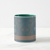 Gepersonaliseerde Gouden Blauwgroen Rococo Lotus D Mok (Midden)