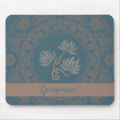 Gepersonaliseerde Gouden Blauwgroen Rococo Lotus D Muismat (Voorkant)