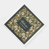 Gepersonaliseerde Gouden Bloemen Servetten Shabby (Hoek)