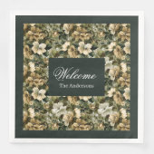 Gepersonaliseerde Gouden Bloemen Servetten Shabby (Voorkant)