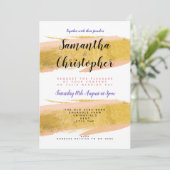 Gepersonaliseerde gouden borstel bruiloft uitnodig kaart (Staand voorkant)