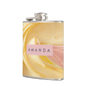 Gepersonaliseerde Gouden Botercreme Wervel Pastel  Heupfles (Links)