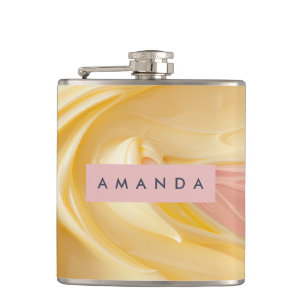 Gepersonaliseerde Gouden Botercreme Wervel Pastel  Heupfles