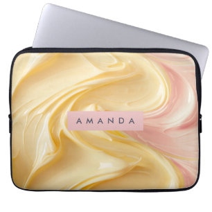 Gepersonaliseerde Gouden Botercreme Wervel Pastel Laptop Sleeve
