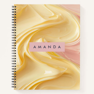 Gepersonaliseerde Gouden Botercreme Wervel Pastel Notitieboek