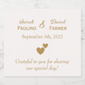 Gepersonaliseerde gouden bruiloft harten sparkling wijnetiket (Enkel label)