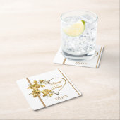 Gepersonaliseerde gouden bruiloft kartonnen onderzetters (Insitu)