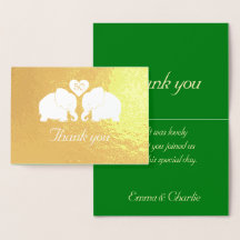 Gepersonaliseerde gouden bruiloft olifanten Dank u