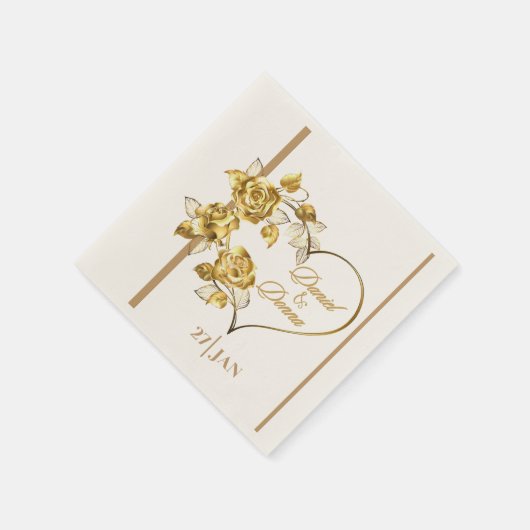 Gepersonaliseerde gouden bruiloft servetten (Hoek)