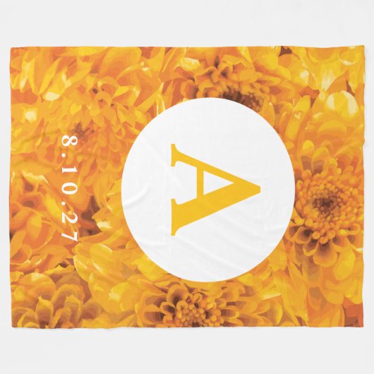 Gepersonaliseerde gouden chrysant deken (Voorkant (Horizontaal))