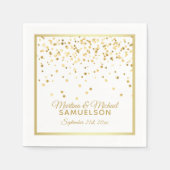 Gepersonaliseerde gouden Confetti bruiloft wegwerp Servetten (Voorkant)