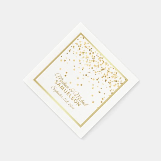 Gepersonaliseerde gouden Confetti bruiloft wegwerp Servetten (Hoek)
