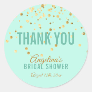 Gepersonaliseerde gouden Confetti MINT Vrijgezelle Ronde Sticker