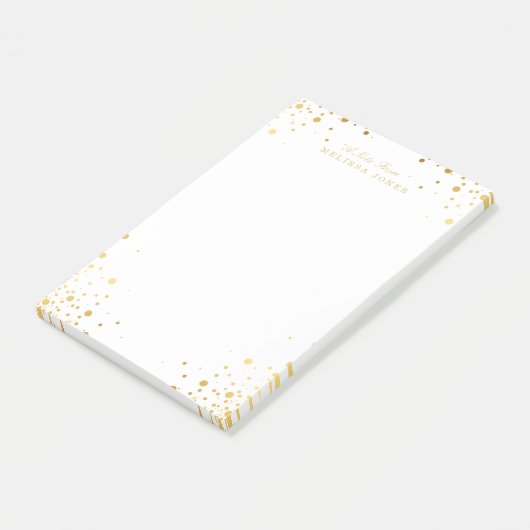 Gepersonaliseerde gouden Confetti Stippen Post-it® Notes (Schuin)