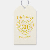 Gepersonaliseerde gouden diamant 20e juweel hart cadeaulabel (Voorkant)