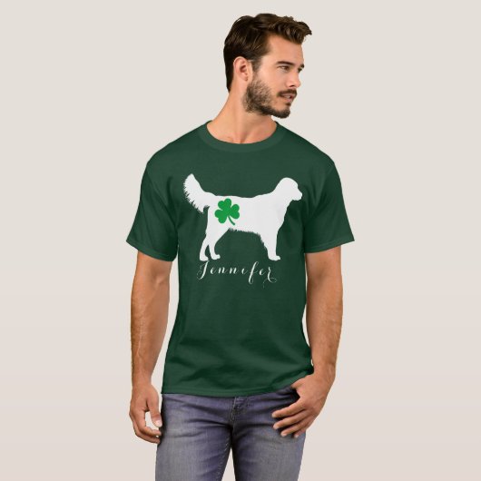 Gepersonaliseerde gouden doodle op Patrick's day T-shirt (Voorkant volledig)