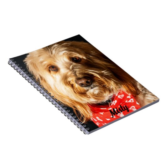 Gepersonaliseerde gouden doodle puppy hond notitieboek (Rechterzijde)