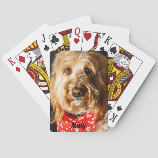 Gepersonaliseerde gouden doodle puppy hond pokerkaarten (Achterkant)
