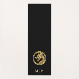 Gepersonaliseerde gouden draak-monogram- yogamat