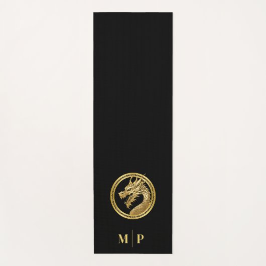 Gepersonaliseerde gouden draak-monogram- yogamat (Voorkant)