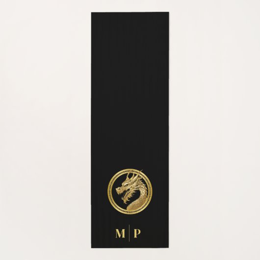 Gepersonaliseerde gouden draak-monogram- yogamat (Achterkant)