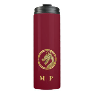 Gepersonaliseerde gouden draak- thermosbeker