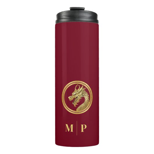 Gepersonaliseerde gouden draak- thermosbeker (Voorkant)