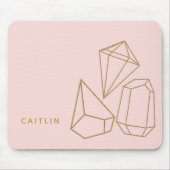 Gepersonaliseerde gouden edelstenen Blush Pink Muismat (Voorkant)