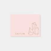 Gepersonaliseerde gouden edelstenen Blush Pink Post-it® Notes (Voorkant)