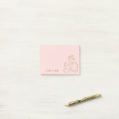 Gepersonaliseerde gouden edelstenen Blush Pink Post-it® Notes (Op bureau)