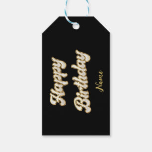 Gepersonaliseerde gouden elegante Happy Birthday G Cadeaulabel